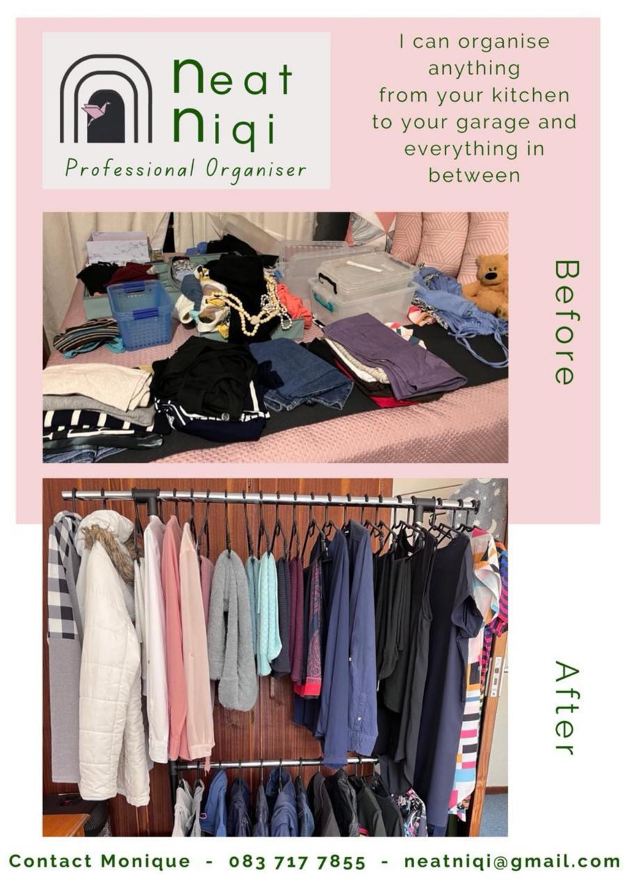 Before and after closet organising